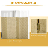 HOMCOM 4-Panel Room Dividers, Wave Fibre Freestanding Folding Privacy Screen Panels, Partition Wall Divider for Indoor Bedroom Office, 170 cm, Brown