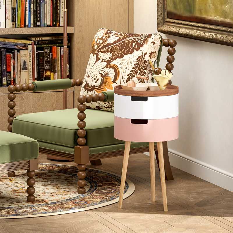 HOMCOM Three-Tier Tray Top Side Table - Multicoloured