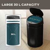 HOMCOM 30L Stainless Steel Sensor Bin - Black