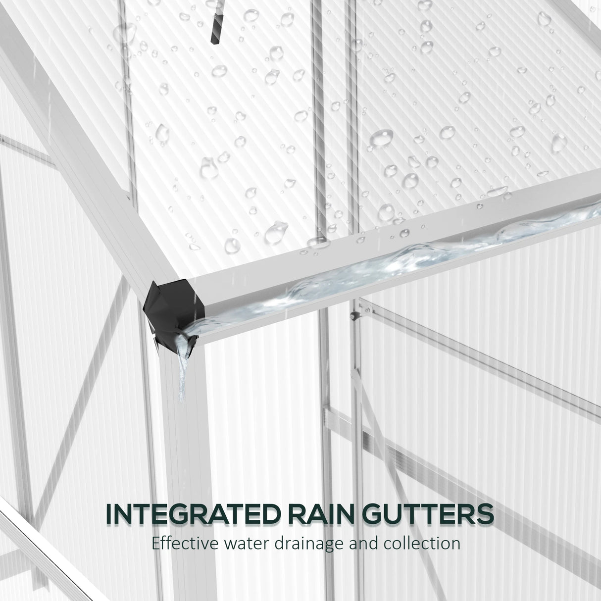 Outsunny 6 x 2.5ft Polycarbonate Greenhouse Walk-In Green House with Rain Gutter, Sliding Door, Window, Foundation, Silver