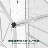 Outsunny 6 x 2.5ft Polycarbonate Greenhouse Walk-In Green House with Rain Gutter, Sliding Door, Window, Foundation, Silver
