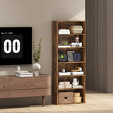 HOMCOM Six Shelf Bookcase - Rustic Brown