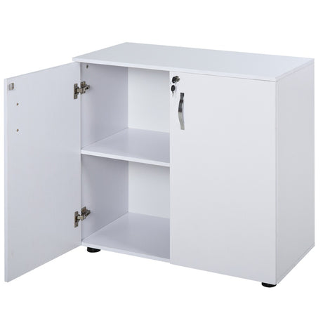 Vinsetto Two-Tier Locking Office Storage Cabinet - White