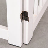 PawHut Freestanding Pet Gate 4 Panels Wooden Dog Safety Fence Foldable with Support Feet for Doorway Stairs 91cm Tall White