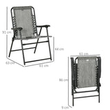 Outsunny  Pieces Patio Folding Chair Set, Outdoor Portable Loungers for Camping Pool Beach Deck, Lawn Chairs with Armrest Steel Frame, Mixed Grey