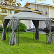 Outsunny 3 x 3 m Garden Gazebo Double Roof Marquee Patio Wedding Party Tent Canopy Shelter with Sidewalls, (Dark Grey)