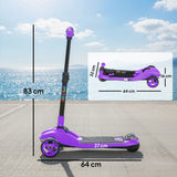 AIYAPLAY Three-Wheel Foldable Electric Scooter for Kids Aged 6-10 Years, Purple