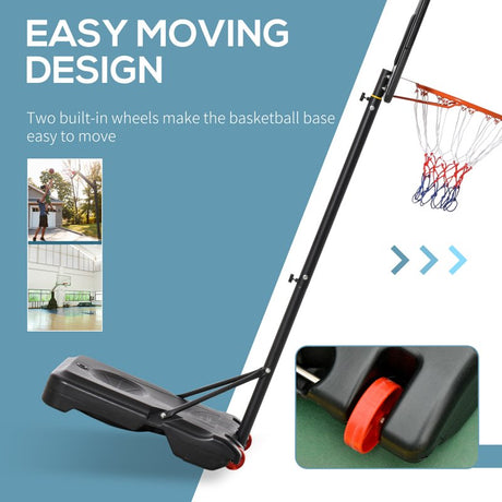 HOMCOM Portable Basketball Hoop Stand 160-210cm Adjustable Height Sturdy Rim Hoop w/ Large Wheels Stable Base & Net Free Standing