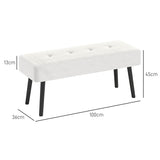 HOMCOM End of Bed Bench, Corduroy Bedroom Bench with Thick Padding and Steel Legs, Tufted Window Seat for Entryway, Living Room, Cream White