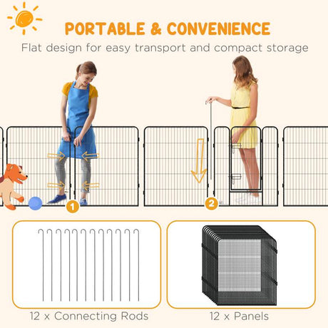 PawHut 12 Panels Heavy Duty Puppy Playpen, for Small Dogs, Indoor and Outdoor Use - Silver