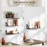 HOMCOM Set of 3 Wall Shelves, 43cm Vintage Wall Mounted Floating Shelves for Living Room, Entryway, Bedroom, Rustic Brown