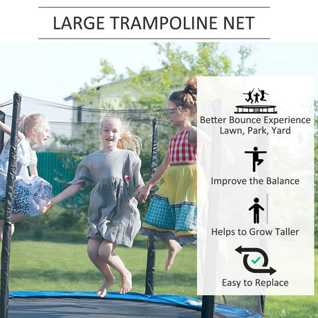 HOMCOM 13ft Trampoline Net Replacement Safety Net Enclosure Net Spare w/ 8 Poles