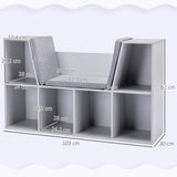 HOMCOM Kids Bookcase Shelf Storage Cabinet Unit, Living Room Sideboard w/ Six Compartments for Toys, Books - Grey