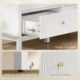 HOMCOM Fluted Dresser, 6 Drawer Chest of Drawers for Bedroom, Living Room, Hallway, Closet, White