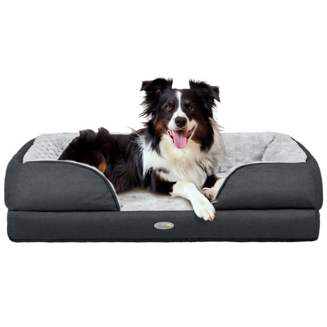 PawHut Calming Dog Bed Pet Mattress w/ Removable Cover, Anti-Slip Bottom, for Medium Dogs, 90L x 69W x 21Hcm - Charcoal Grey