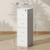 HOMCOM Four-Drawer Modern Steel Filing Cabinet - White