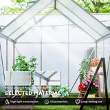Outsunny 192.5 x 131cm Walk-In Polycarbonate Greenhouse - Silver-Tone
