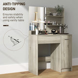 HOMCOM Dressing Table and Stool Set, with Storage - Wood-Effect