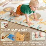 AIYAPLAY Baby Play Mat, Double Sideded Foldable Kids Crawling Mat, Reversible & Waterproof, Animal