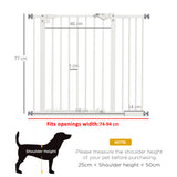 PawHut Adjustable Safety Gate w/ One Extensions, Four Adjustable Screws, White