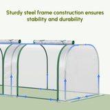 Outsunny PVC Tunnel Greenhouse Green Grow House Steel Frame for Garden Backyard with Zipper Doors 295x100x80 cm, Clear
