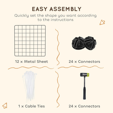 PawHut DIY Pet Playpen Metal Wire Fence 12 Panel Enclosure Indoor Outdoor Guinea Pig Bunny Small Animals Cage Black