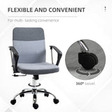 Vinsetto Office Chair Linen Fabric Swivel Computer Desk Chair Home Study Adjustable Chair with Wheels, Grey