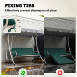 Outsunny 3 Seater Bench Cushion, Garden Chair Cushion with Back and Ties for Indoor and Outdoor Use, 98 x 150 cm, Green