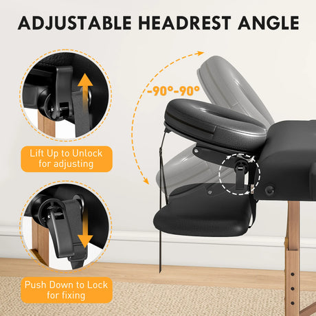 HOMCOM Adjustable Folding Massage Table - Black