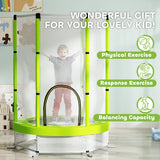 AIYAPLAY 4.6FT Toddler Trampoline w/ Safety Enclosure Net, for Indoor Outdoor Use, Ages 3-6 Years, Cloud Pattern - Green