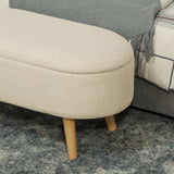 HOMCOM Teddy Fleece Storage Ottoman - Cream White