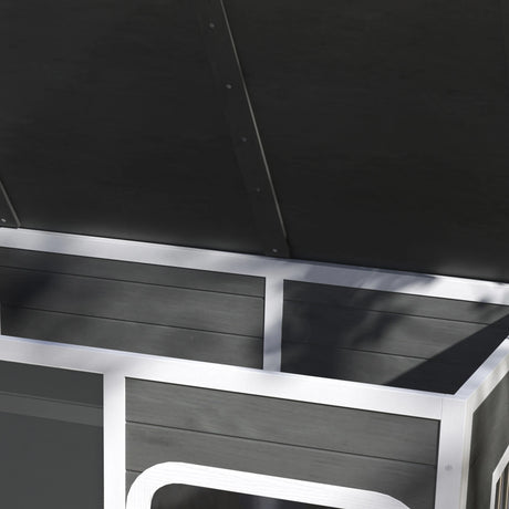 PawHut Wooden Outdoor Dog House, with Asphalt Openable Top, Removable Floor, Clear Front Panel, Curtain, 103 x 77 x 83cm