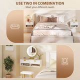 HOMCOM Set of 2 Wall Mounted Nightstands, Floating Bedside Tables with Fluted Drawer and Open Shelf for Small Bedroom, White