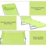 Outsunny Single Folding Sun Lounger - Green