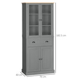 HOMCOM 180cm Tall Kitchen Pantry Cupboard, Freestanding Storage Cabinet with 5 Tier, Adjustable Shelves,  Drawer, Grey