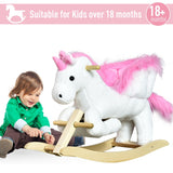 HOMCOM Kids Rocking Horse Unicorn Wooden Plush Ride On Chair Toy with Music 1.5-3 Years