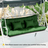 Outsunny Outdoor Seat Cushions Back Cushion with 2 Pillows, Water Repellent Seat Pads for 3-Seater Chair, Green