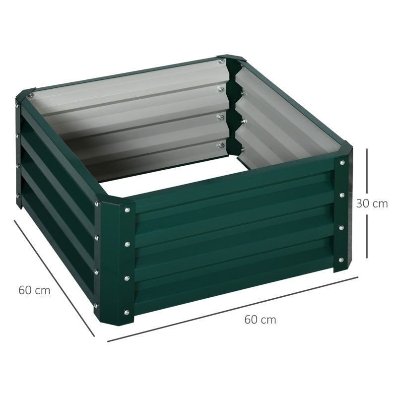 Outsunny Set of Two 60 x 60cm Steel Planter Boxes - Green