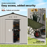 Outsunny Garden Storage Shed, Metal Outdoor Storage Shed House with Foundation Kit, Ventilation, Doors, 9 x 6FT, Grey