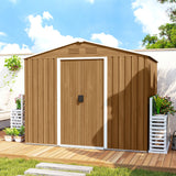 Outsunny 8x6 Metal Storage Shed Galvanised Steel Frame with Sloped Roof & Double Door for Homeowners, Brown