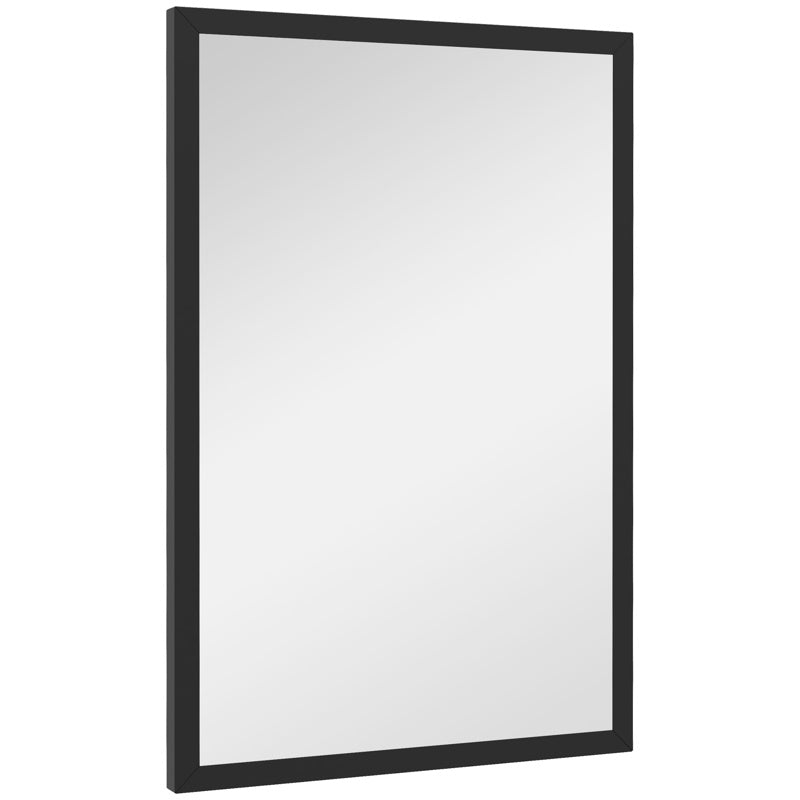 HOMCOM Wall Bathroom Mirror, 60 x 40 cm Wall-Mounted Mirror for Living Room, Bedroom, Hallway, Black