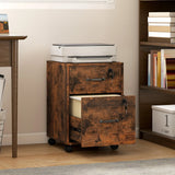 HOMCOM Rolling File Cabinet with 2 Drawers, Mobile Filing Cabinet with Hanging File Folder for Letter Sized Documents, Rustic Brown
