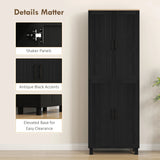HOMCOM Freestanding Kitchen Cupboard, 4-Door Storage Cabinet with Adjustable Shelves, Modern Kitchen Pantry for Dining Room, 170cm, Black