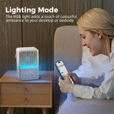 HOMCOM Portable Air Conditioner, 4-in-1 Mini Air Cooler with 3 Wind Speed, 2 Mist Mode, 7 Colour RGB Light, White