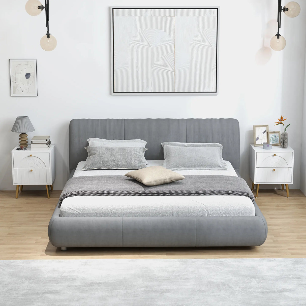 HOMCOM 2-Drawer Bedside Table Set of 2 - White