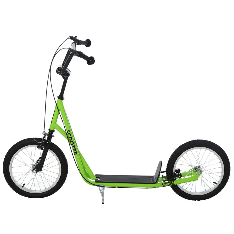 HOMCOM Kick Scooters for Kids with Adjustable Height, Anti-Slip Deck, Dual Brakes, Rubber Tyres, for Boys and Girls Aged 5+ Years Old - Green