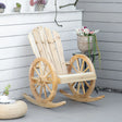 Outsunny Wooden Adirondack Rocking Chair Reclining Armchair Outdoor Garden Furniture Patio Porch Rocker - Natural