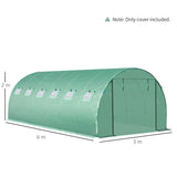 Outsunny 6 x 3 x 2m Greenhouse Replacement Cover ONLY Winter Garden Plant PE Cover for Tunnel Walk-in Greenhouse with Roll-up Windows Door Outdoor, Green