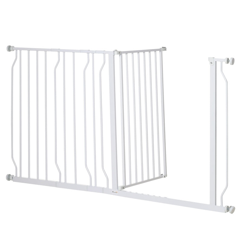 PawHut Extra Wide Dog Safety Gate, with Door Pressure, for Doorways, Hallways, Staircases - White