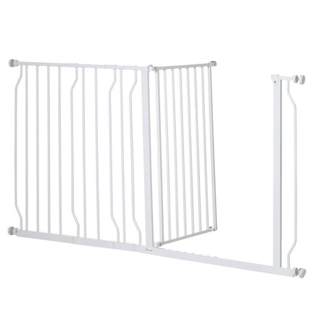 PawHut Extra Wide Dog Safety Gate, with Door Pressure, for Doorways, Hallways, Staircases - White